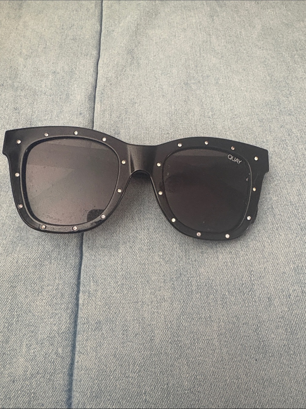 Quay Australia Black Studded Square Sunglasses